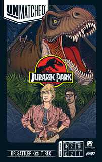 Portada juego de mesa Unmatched: Jurassic Park – Sattler vs. T-Rex