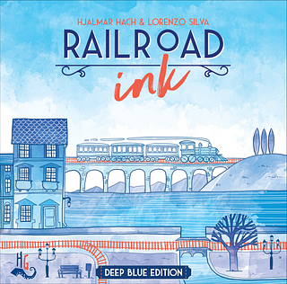 Portada juego de mesa Railroad Ink: Edición azul profundo