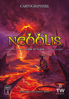 Portada juego de mesa Cartógrafos Pack de Mapas 1: Nebblis – Plano en llamas